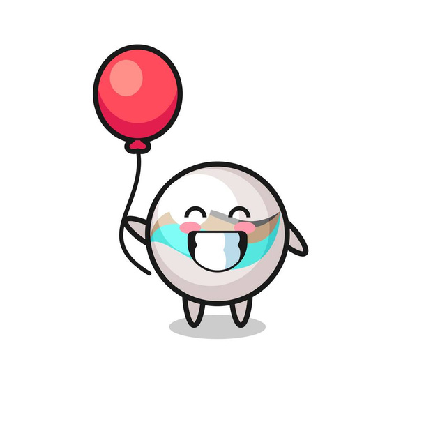 marble toy mascot illustration is playing balloon , cute design - Vector, Image