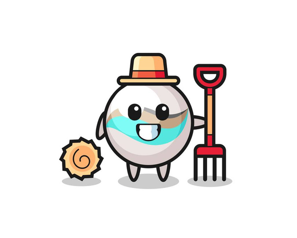 Personaje de la mascota de juguete de mármol como agricultor, lindo diseño - Vector, Imagen