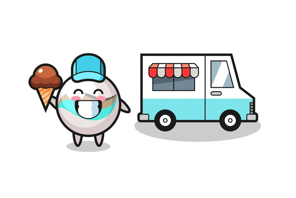 Kabala rajzfilm márvány játék fagylalt teherautó, aranyos design - Vektor, kép