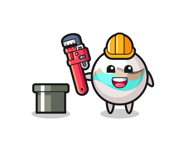 Character Illustration of marble toy as a plumber , cute design - Vector, Image