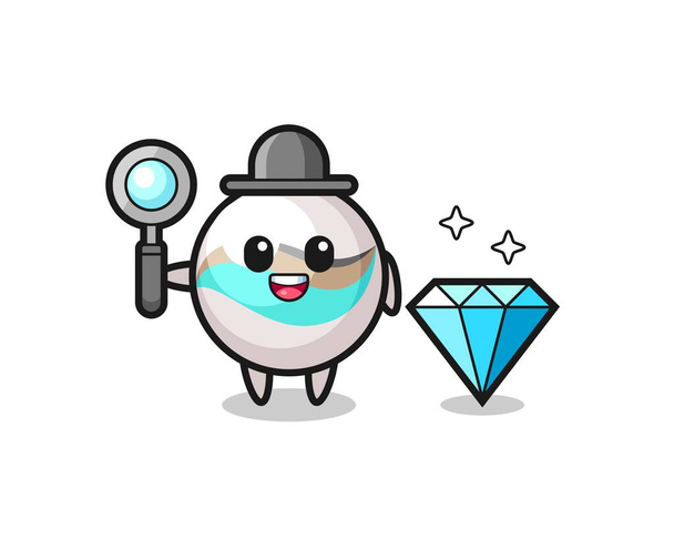 Illustration of marble toy character with a diamond , cute design - Vector, Image