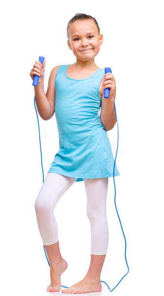 Sporty girl with skipping rope - Foto, Imagen