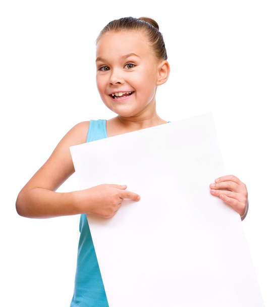 Little girl is holding blank banner - Fotografie, Obrázek