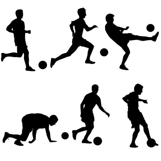 Définir les silhouettes des joueurs de football avec le ballon. Illustrtra vectoriel
 - Vecteur, image