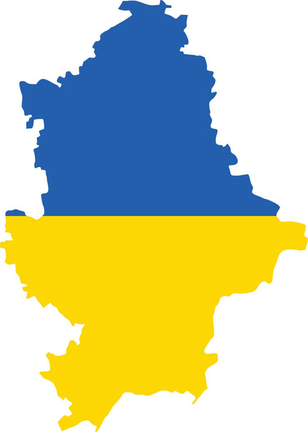 Flat vector map of the Ukrainian administrative area  of DONETSK OBLAST combined with official flag of UKRAINE - Vector, Image