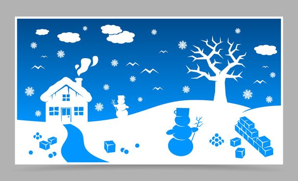 青いベクトル クリスマス カード - ベクター画像