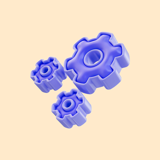 kreslený vzhled ikona převodovky 3d vykreslení koncept pro technické řešení problémů a symbol aplikační značky - Fotografie, Obrázek