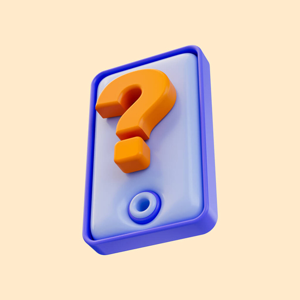 smart phone question mark icon 3d render concept for asking information helping problem system - Foto, Imagen