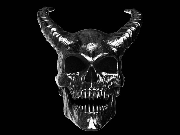 Brilhando metal chifre demônio crânio - Foto, Imagem