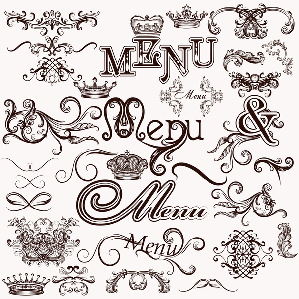 Collection of vector calligraphic elements for design - Vector, imagen