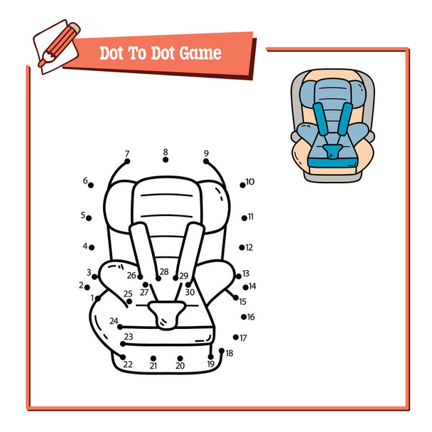 διάνυσμα εκπαιδευτικό παιχνίδι εικονογράφηση από κουκκίδα σε κουκκίδα παζλ με doodle κάθισμα αυτοκινήτου - Διάνυσμα, εικόνα