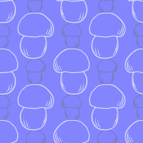  Very peri wild mushroom vector pattern. Seamless trendy purple biology purple fungi for all over print. Decorative background of wild fungus.  - Vetor, Imagem