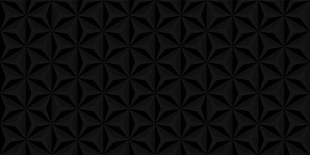 Triangle Geometric Black 3D Background. Dark Mosaic Geometry Pattern. Polygon Shape Pattern Backdrop. Triangular Creative Template. Abstract Modern Wallpaper Design. Vector Illustration - Vector, Image