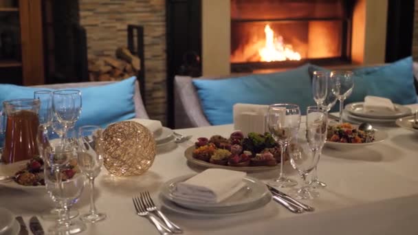Served table fireplace - Footage, Video