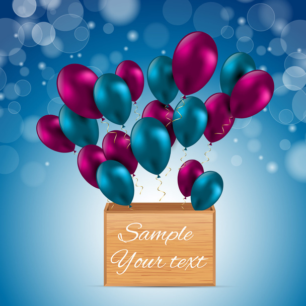 Color Glossy Balloons Card Vector Illustration - Vector, Image