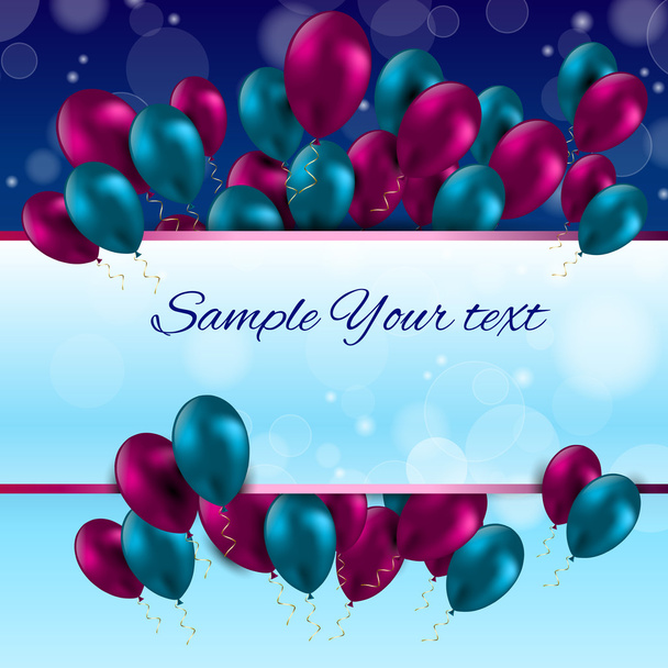 Color Glossy Balloons Card Vector Illustration - Вектор,изображение