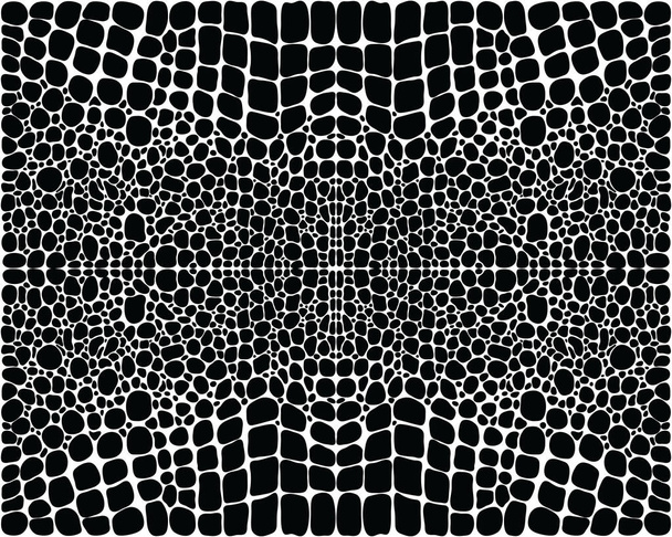 Zwart-wit illustratie van krokodillenhuid, naadloos patroon - Vector, afbeelding