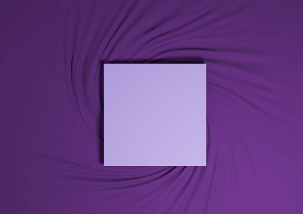 Oscuro púrpura, violeta 3D renderizado mínimo producto podio vista superior plana laico textil simple fondo con soporte cuadrado desde arriba - Foto, Imagen
