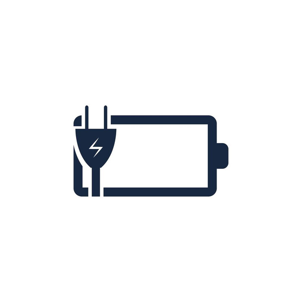 Potencia de la batería icono del logotipo de la ilustración del vector Plantilla de diseño.Batería de carga de vectores icon.Battery poder y flash rayo logo - Vector, imagen