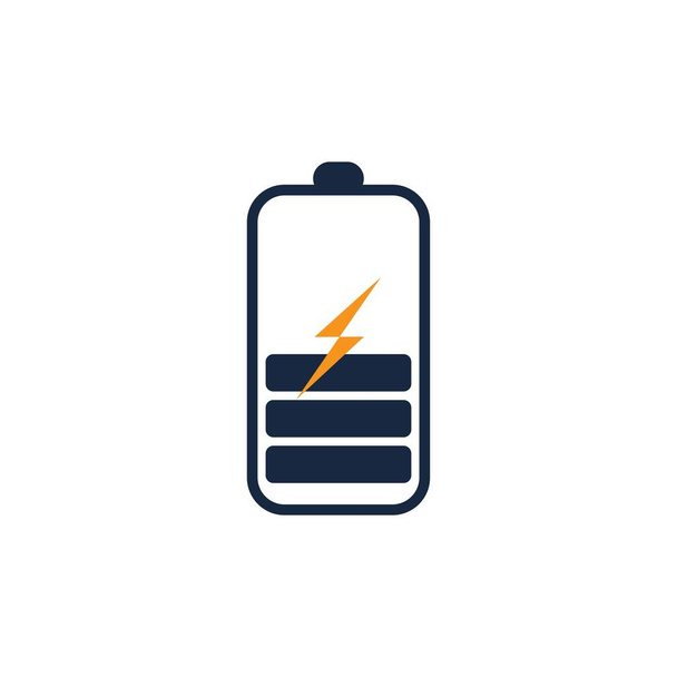 Power Battery Logo ikona wektor ilustracja Projekt Szablon.Bateria ładowania wektor ikony.Moc baterii i logo flash piorun - Wektor, obraz