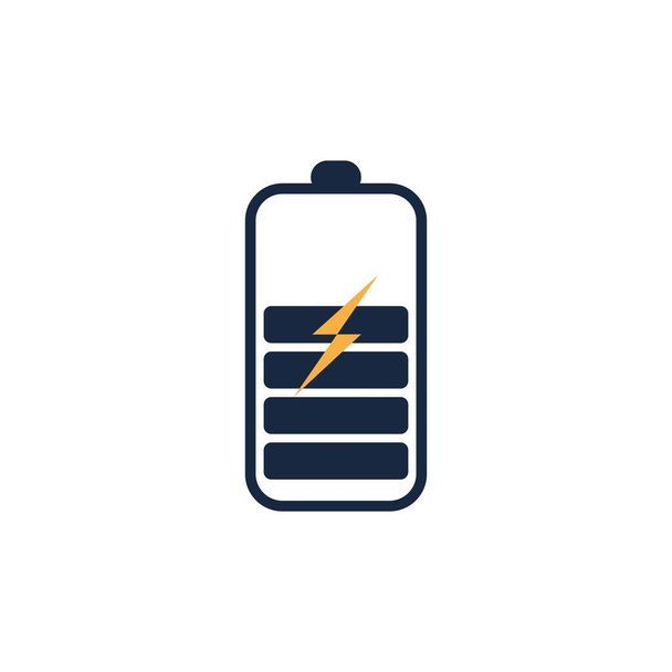 Güç Bataryası Logosu ikon tasarımı tasarım şablonu. Batarya şarj vektör simgesi simgesi. Pil gücü ve yıldırım logosu. - Vektör, Görsel
