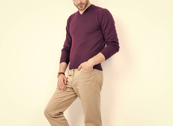 Fashion doesnt have to be tricky. Fashion male model cropped view. Casual style - Foto, Imagem