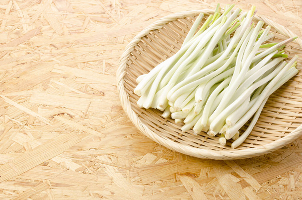Shima Rakkyo is a variety of scallions unique to Okinawa Prefecture.Crispy texture, unique flavor, and strong pungent taste. - Фото, изображение