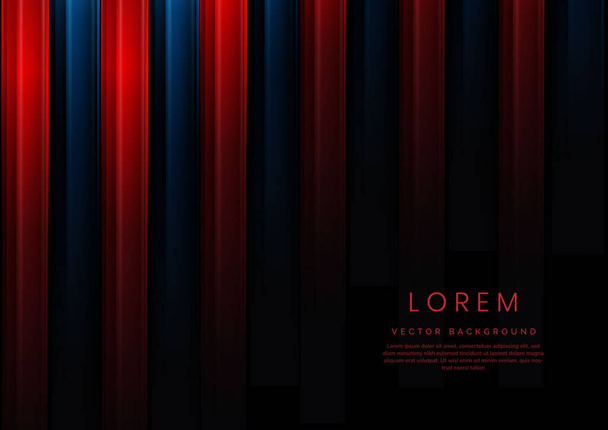 Abstract red and blue gradient geometric vertical overlapping on black background with copy space for text. Ilustração vetorial - Vetor, Imagem