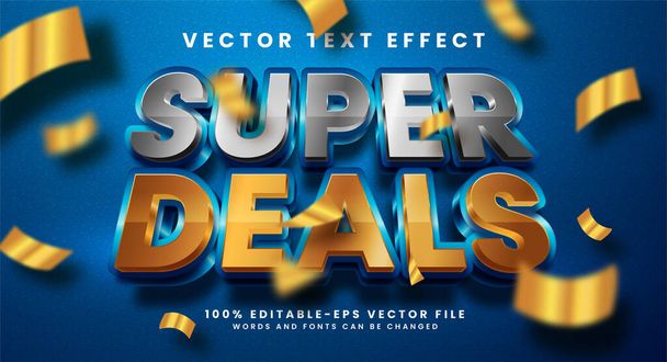 Super deal 3d editable text style effect. Elegant text effect silver and gold color suitable for promotion sale needs. - Vector, Image