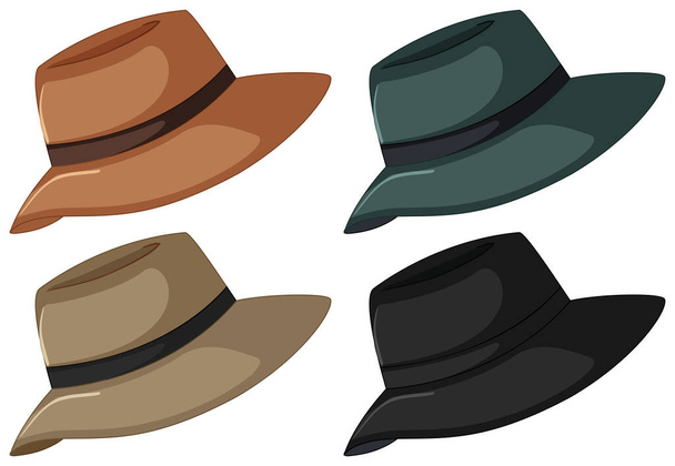 Hats in four color illustration - Vektor, Bild