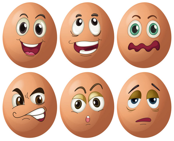 Illustration of egg with expressions - Vector, Image