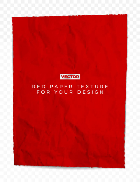 Rode grungy verfrommeld papier textuur achtergrond met schaduw - vector illustratie - Vector, afbeelding