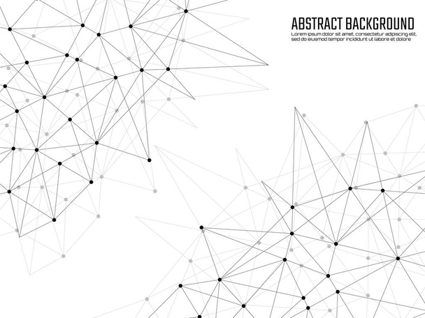 Abstraktní geometrické pozadí s spojujícími tečkami a čarami. Moderní koncept technologie. Černá a bílá polygonální struktura - Vektor, obrázek