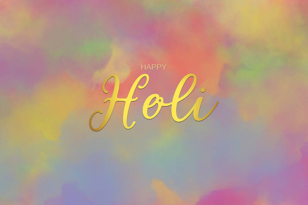 Happy Holi γράμματα για ακουαρέλα υφή εικονογράφηση φόντο. - Φωτογραφία, εικόνα
