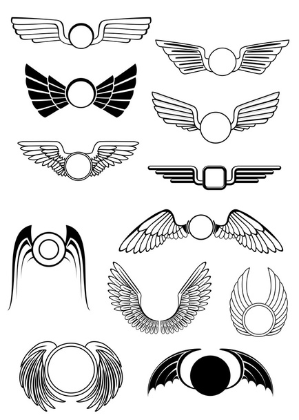 Heraldic wings set - Vector, Image