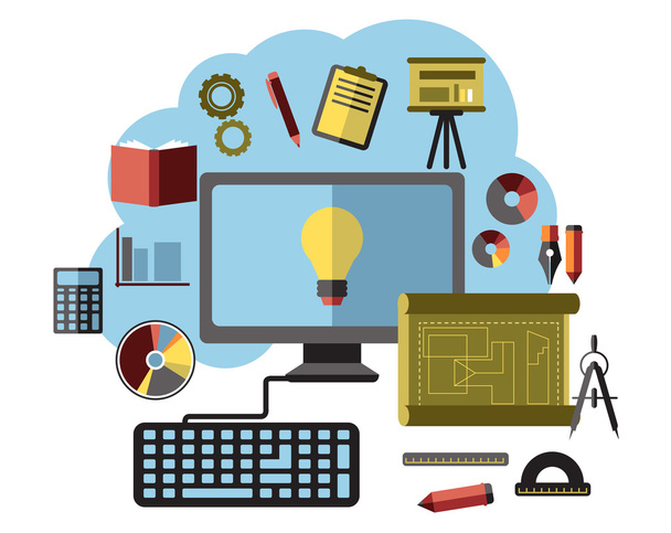 Online ideas, inspiration and research flat concept - Vector, Image