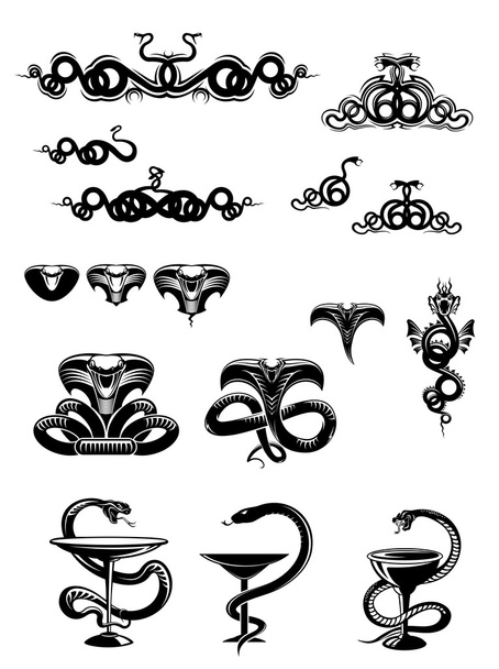 Iconos intrincados de serpiente y mascotas
 - Vector, Imagen