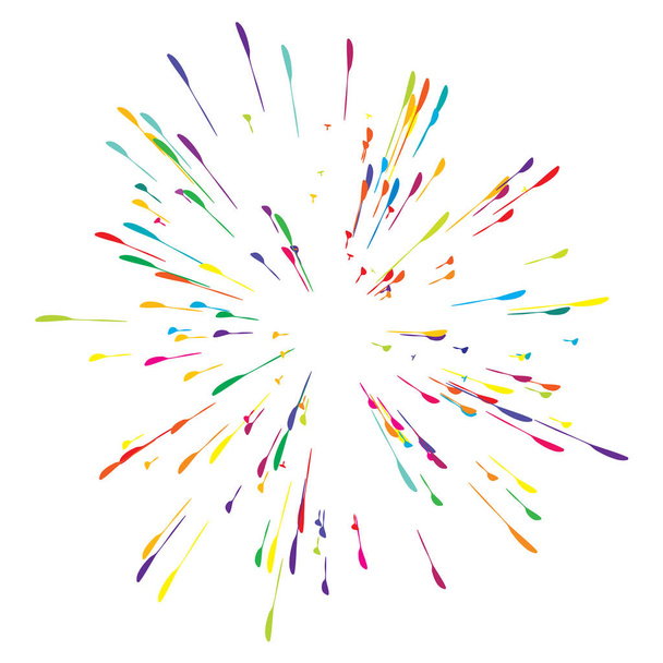 Radiate colorful lines, rays, beams. Radiating, radial multicolor sun, starburst with random lines - Vector, Image