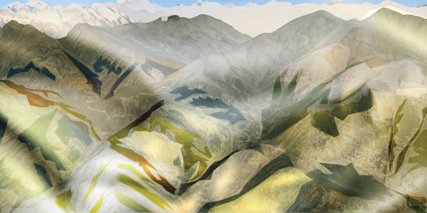 Alta montanha panorâmica, imagem vetorial - Vetor, Imagem