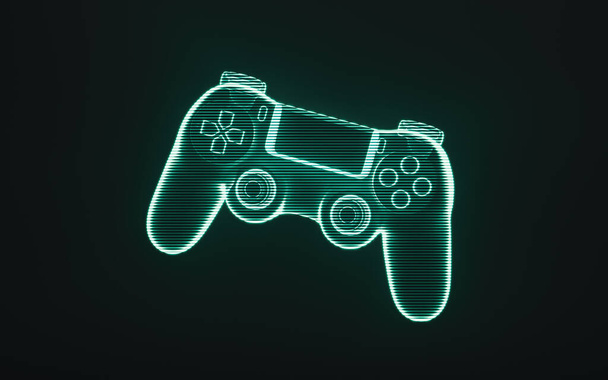 Holographic image of gamepad, futuristic element, 3d rendering. Computer digital drawing. - Photo, Image