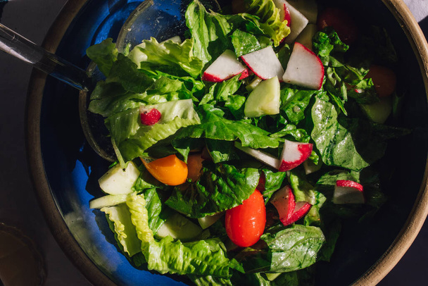 fresh salad with vegetables and cheese. healthy food. - Фото, зображення