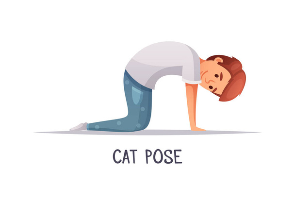Yoga Cat Pose Composición - Vector, imagen