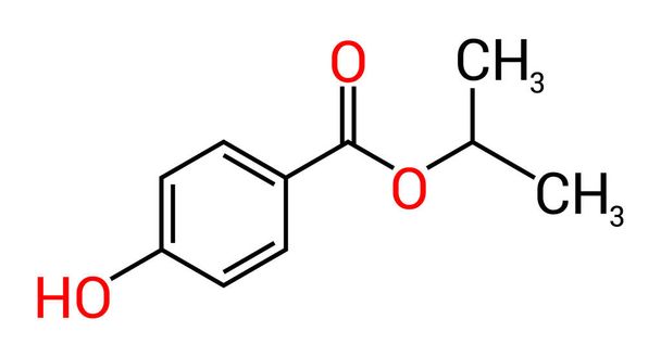 イソプロピルパラベンの化学構造(C10H12O3)) - ベクター画像