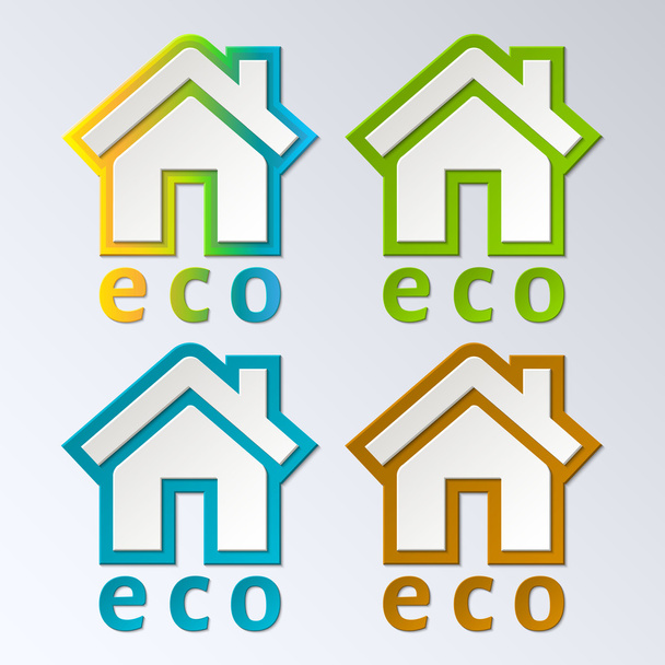Eco ház szivárvány színű. Vektor. EPS-10. - Vektor, kép