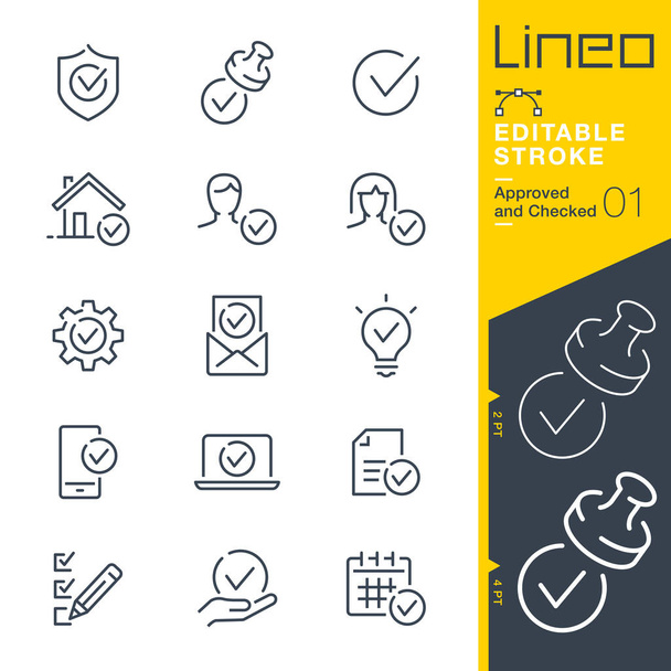 Lineo Editable Stroke - Approved and Checked outline icons - Vector, Image