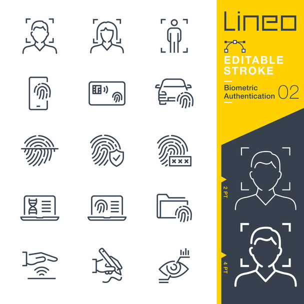 Lineo Editable Stroke - Icone della linea di autenticazione biometrica - Vettoriali, immagini