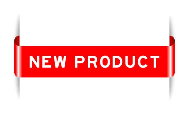 Červená barva vložený štítek banner se slovem nový produkt na bílém pozadí - Vektor, obrázek