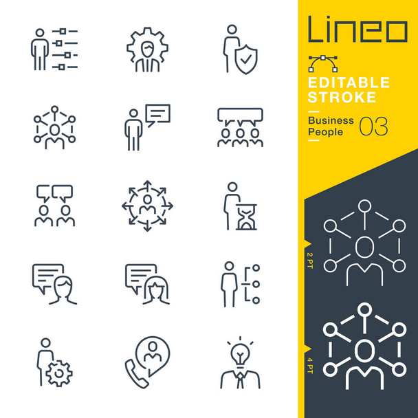 Редактируемый штрих Lineo - иконки линий Business People - Вектор,изображение