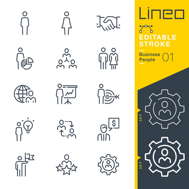 Lineo Editable Stroke - ikony linií Business People - Vektor, obrázek