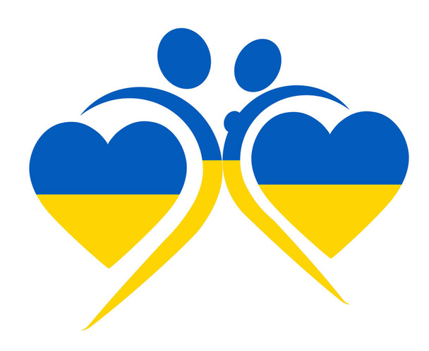 Diseño Ucrania Emblema Europa Nacional Bandera Corazones Símbolo abstracto Vector ilustración - Vector, imagen